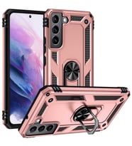 Galaxy S22 Kılıf Zore Vega Yüzüklü Standlı Zırh Kılıf (Rose)