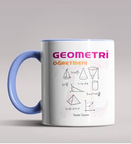 Kişiye Özel Geometri Öğretmeni Tasarımlı Siyah Renk Kupa Bardak 3 (Mavi)