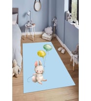 Dijital Baskılı Kaymaz Taban Yıkanabilir Kolay Temizlenir Modern Çocuk Odası Halısı NDÇ-HT-894 (Mavi)