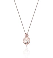 925 Ayar Gümüş Zirkon Taşlı İncili Kafes Gümüş Kadın Kolye (Rose)