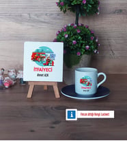 İtfaiyeci Dekoratif Taş, Türk Kahvesi Fincanı Kırmızı İsme Özel Hediye (Model 2)