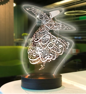 Ofis ev Hediyesi Mevlana Modelli 3D Gece Lambası (Beyaz)