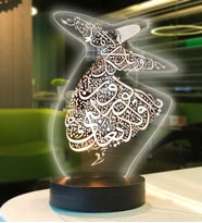 Ofis ev Hediyesi Mevlana Modelli 3D Gece Lambası (Beyaz)
