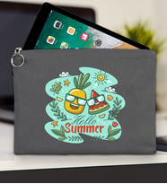 BK Gİft Yaz Temalı-1 Tablet Çantası 30x21cm(12 Renk Seçeneği), Ipad Çantası, Baskılı Tablet Kılıfı (Antrasit)