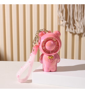 Livava Ayıcık Askılı Mini Fan, Usb li ve Şarj Edilebilir, Mavi, 12x6 (Pembe)