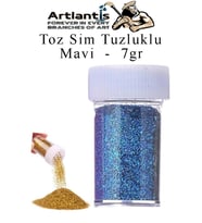 Renkli Toz Sim Tuzluklu 7 gr 1 Adet Renkli Toz Sim Epoksi Reçine Okul Etkinlik Dekarasyon Slime (Mavi)