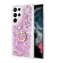 Microsonic Samsung Galaxy S23 Ultra Kılıf Glitter Liquid Holder Yeşil (Mor)