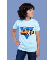 Toontoy Erkek Çocuk Araba Baskılı Tişört (Su Yeşili)