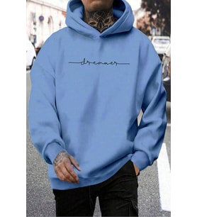 Dreamer Baskılı Oversize Sweatshirt (Bebe Mavi)