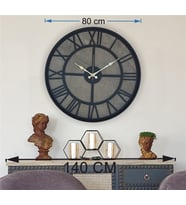 Markakanvas Siyah Metal Kasalı Mermer Desenli Duvar Saati Çap 50 - 80 cm (Siyah)