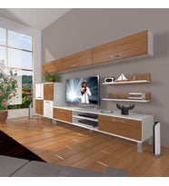 Decoraktiv Eko 8 Mdf Dvd Krom Ayaklı Tv Ünitesi Tv Sehpası (Beyaz - Ceviz)