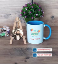 Doğum Günü Hediyesi Kupa Bardak Beyaz ve Fotoğraflı Ahşap Anahtarlık Hediye (Model 4)