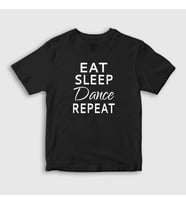 Presmono Unisex Çocuk Beyaz Eat Sleep Dance Repeat Hediye Dansçı T-Shirt 464318tt (Siyah)