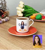 Kişiye Özel Karikatürlü Sınıf Öğretmeni Türk Kahvesi Fincanı Kadın Sınıf Öğretmenine Öğretmenler Günü Hediyesi (Turuncu)