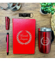 Kişiye Özel İsimli Hediye Kutulu Vip Elegance Set (Kırmızı)