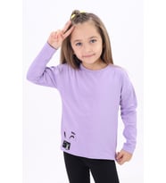 Toontoy Kız Çocuk Nakışlı Tişört (Lila)
