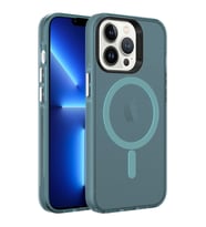 Apple iPhone 13 Pro Max Kılıf Zore Magsafe Şarj Özellikli Buzlu Transparan C-Pro Sert Kılıf (Yeşil)