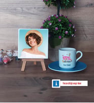 Kimya Öğretmeni Fotoğraflı Dekoratif Taş, Ahşap Altlıklı Türk Kahvesi Fincanı Hediye (Model 5)