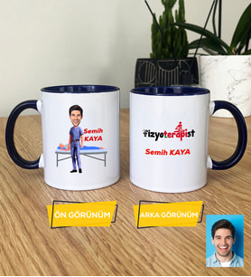 Kişiye Özel Karikatürlü Fizyoterapist Hediye Kupa Bardak Erkek Fizyoterapiste Tıp Bayramı Hediyesi (Lacivert)