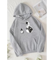 Unisex Uzay Temalı Baskılı Sweatshirt (Gri)