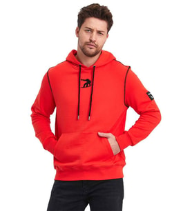 Snowboard Nakış Logo Baskılı Gri Sweatshirt (Kırmızı)