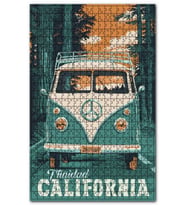 Cakapuzzle Yeşil Rente Vosvos Minibüs Çizim Görsel Puzzle Yapboz MDF (Ahşap) (500 Parça)