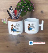 Kadın Öğretmene Hediye Kalemlik, Kupa Bardak T Kişiye Özel Hediye (Model 1)