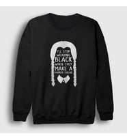 Presmono Unisex Beyaz Darker Wednesday Addams Family Addams Ailesi Sweatshirt 365242tt (Siyah)