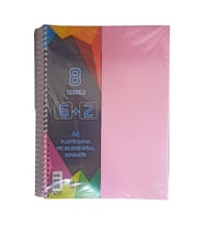 6+2 Ayraçlı Defter 8 Konulu 200 Yaprak 1 Adet 6 Kareli 2 Çizgili Spralli Plastik Kapak Seperatörlü (Pembe)