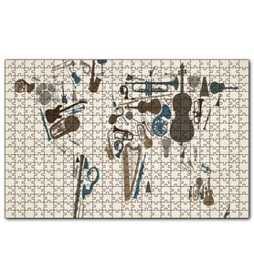 Cakapuzzle Enstrümanlardan Oluşan Dünya Haritası  Puzzle Yapboz MDF (Ahşap) (1000 Parça)