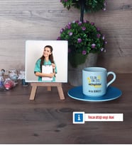 En İyi Hemşire Fotoğraflı Dekoratif Taş, Ahşap Altlıklı Türk Kahvesi Fincanı Hediye (Model 5)