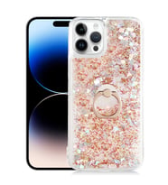 Apple iPhone 14 Pro Max Kılıf Milce Simli Pullu Yüzüklü Kılıf (Gold)