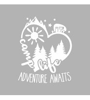 Camp Life Sticker siyah 25x25 CM (Beyaz)
