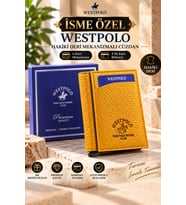 Westpolo Hakiki Deri İsme Özel Erkek Mekanizmalı Cüzdan  (Hardal Sarısı)