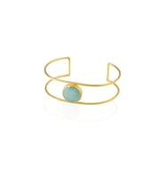 Kadir Jewellery 22 Ayar Altın Kaplama Zirkon Taşlı Ayarlanabilir Vintage Bilezik (Açık Mavi)
