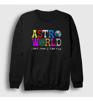 Presmono Unisex Beyaz Astroworld V3 Travis Scott Sweatshirt 44483tt (Siyah)