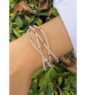 Dorika Boncuklu Gümüş Kazaziye Dört Zincirli Bileklik : Gümüş - 19 cm : Gümüş - Altın - 19 cm : Beyaz - 20 cm : Gümüş - Altın - 20 cm : Gümüş-Altın - 21 cm (Gümüş)