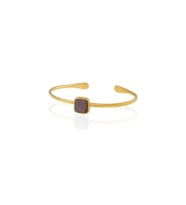 Kadir Jewellery Zirkon Taşlı Ayarlanabilir 22 Ayar Altın Kaplama Bilezik (Bordo)