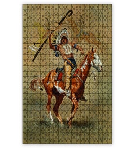 Cakapuzzle Kızılderili At Yağlıboya Puzzle Yapboz MDF (Ahşap) (500 Parça)
