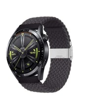 Sneezy Huawei Watch Ultimate - Watch Buds 22mm Uyumlu Metal Klips Solo Fiberlink Örgü Kordon (Füme)
