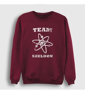 Presmono Unisex Beyaz Team Sheldon The Big Bang Theory Sweatshirt 181759tt (Bordo)