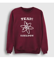 Presmono Unisex Beyaz Team Sheldon The Big Bang Theory Sweatshirt 181759tt (Bordo)