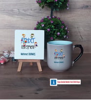 Rehber Öğretmen Dekoratif Taş, Kupa Bardak Kırmızı Hediye Öğretmenler Günü Hediyesi (Model 9)