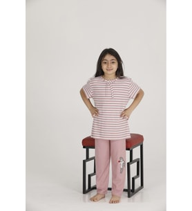 Teknur Kız Çocuk Code Kumaş Kısa Kol Pijama Takımı. T-43057 - Mavi - 11-13 YAŞ (Pembe)