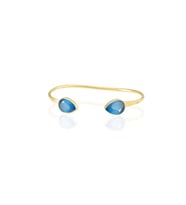 Kadir Jewellery 22 Ayar Altın Kaplama El İşçiliği Zirkon Taşlı Kadın Charm Bileklik (Koyu Mavi)