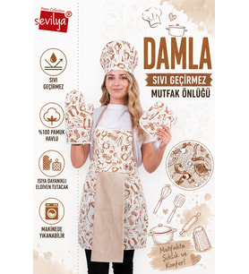 Damla 2li Set Sıvı Geçirmez Su Geçirmez Mutfak Önlüğü