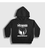 Presmono Unisex Çocuk Beyaz Kick Taekwondo Ufc Mma Tekvando Kapüşonlu Sweatshirt 497958tt (Siyah)