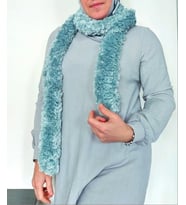 Peluş İnce Atkı , Sahte Kürk Boyun atkıları, Renkli Tüylü Kış Atkısı (Mint Yeşili)