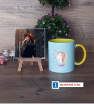 Unicorn Fotoğraflı Dekoratif Taş, Kupa Bardak Beyaz Hediye (Model 7)