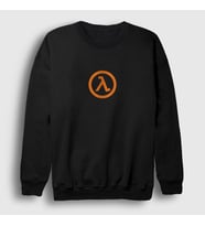 Presmono Unisex Beyaz Half Life Logo Oyun Sweatshirt 421291tt (Siyah)